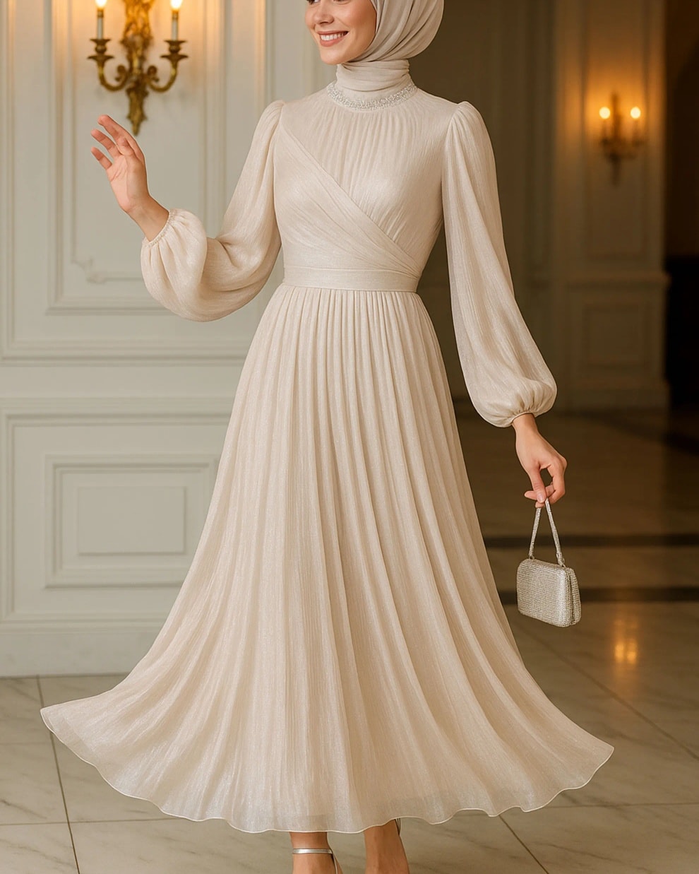 Pamučna Maxi Haljina - Svečani Model - Image 5