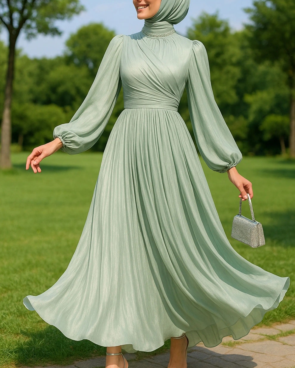 Pamučna Maxi Haljina - Svečani Model - Image 8