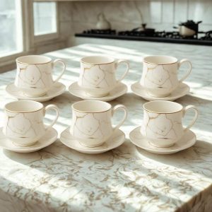 Elegantna šolja sa tacnom – marble dizajn