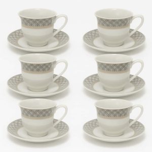 Elegantne porculanske šoljice sa srebrno-zlatnim motivom