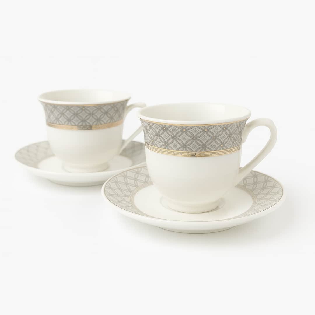 Elegantne porculanske šoljice sa srebrno-zlatnim motivom - Image 3