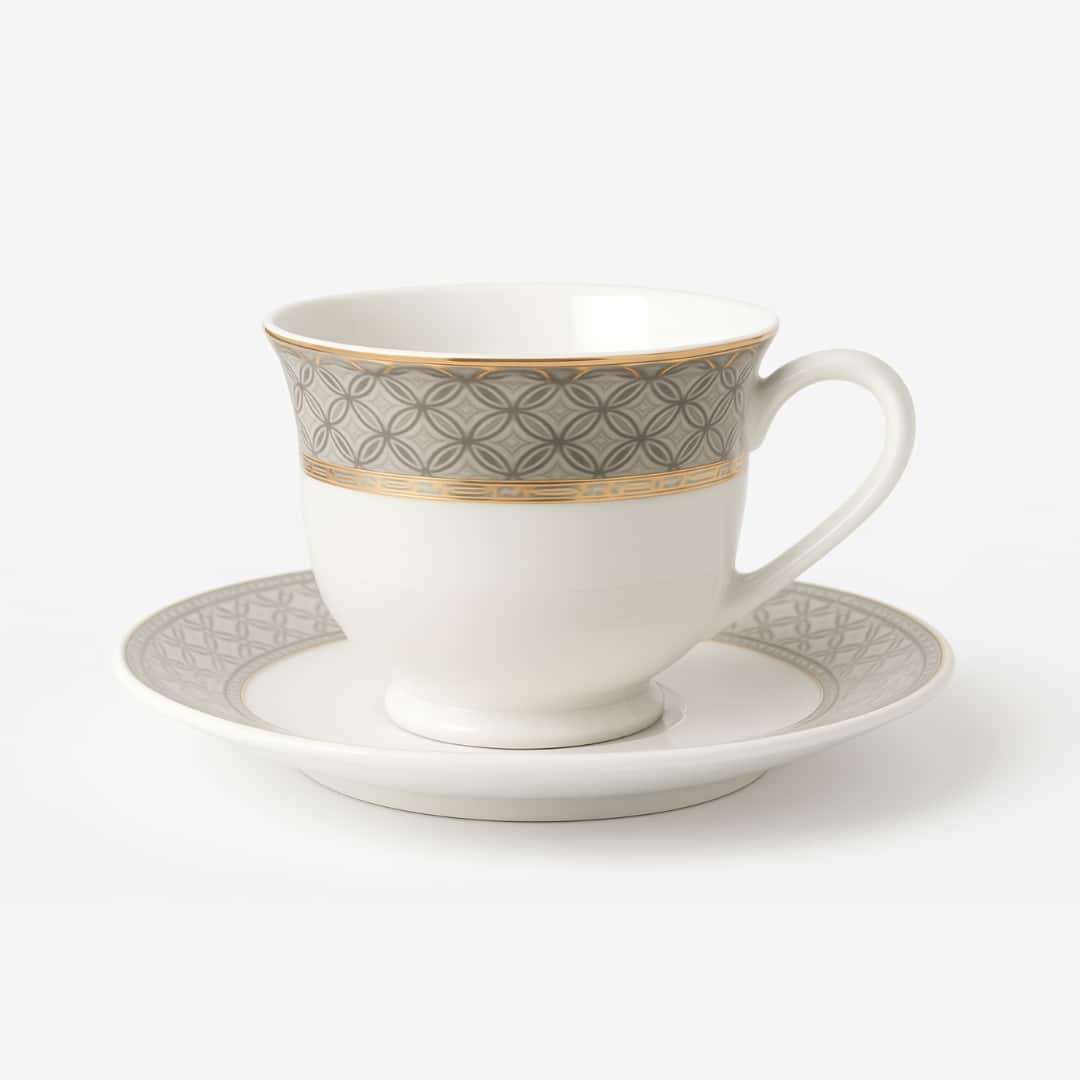 Elegantne porculanske šoljice sa srebrno-zlatnim motivom - Image 2