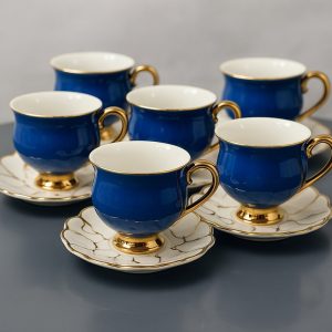 Plavo-zlatne luksuzne šoljice za kafu – Set 6 kom
