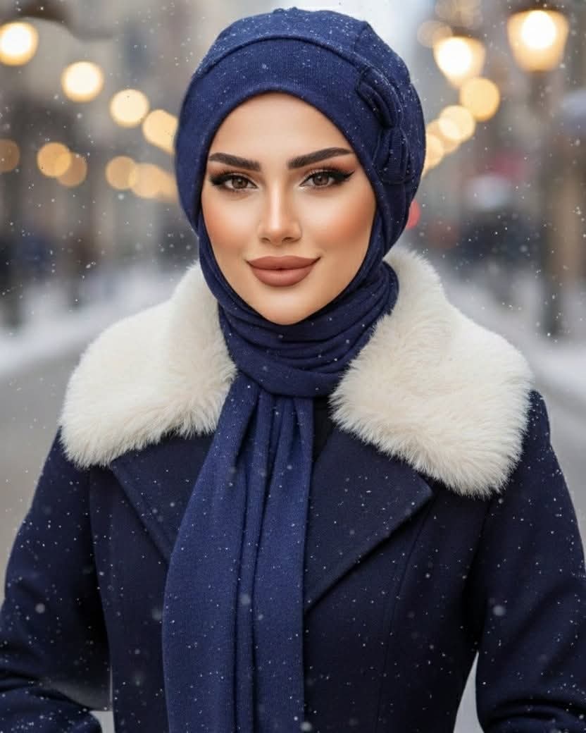 Beretka za hidžab s mašnom i pahuljicom