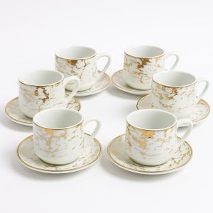 Porcelanske šoljice sa zlatnim efektom – Elegantni set za kafu