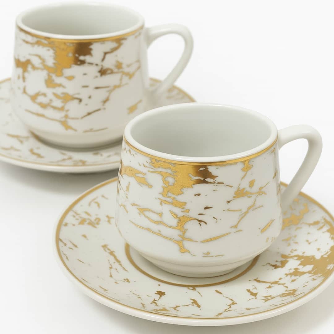 Porcelanske šoljice sa zlatnim efektom – Elegantni set za kafu - Image 3