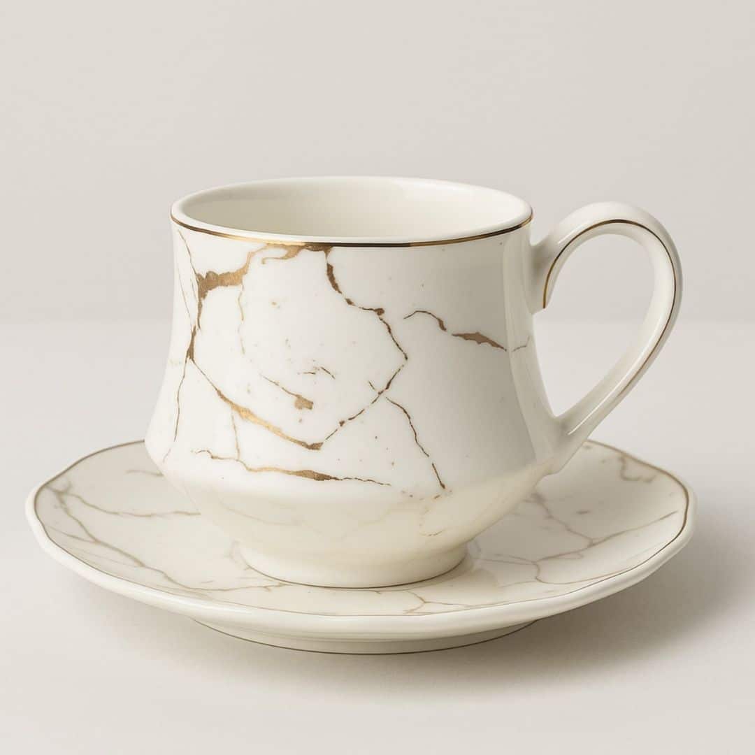 Elegantna šolja sa tacnom – marble dizajn - Image 2